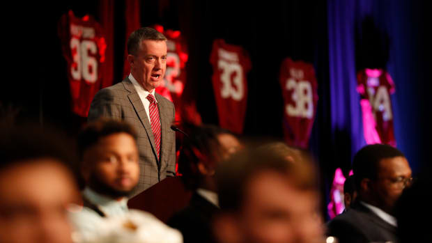 Greg Byrne at football banquet